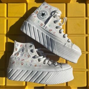 EUC Converse Horoscope White Platform High Tops